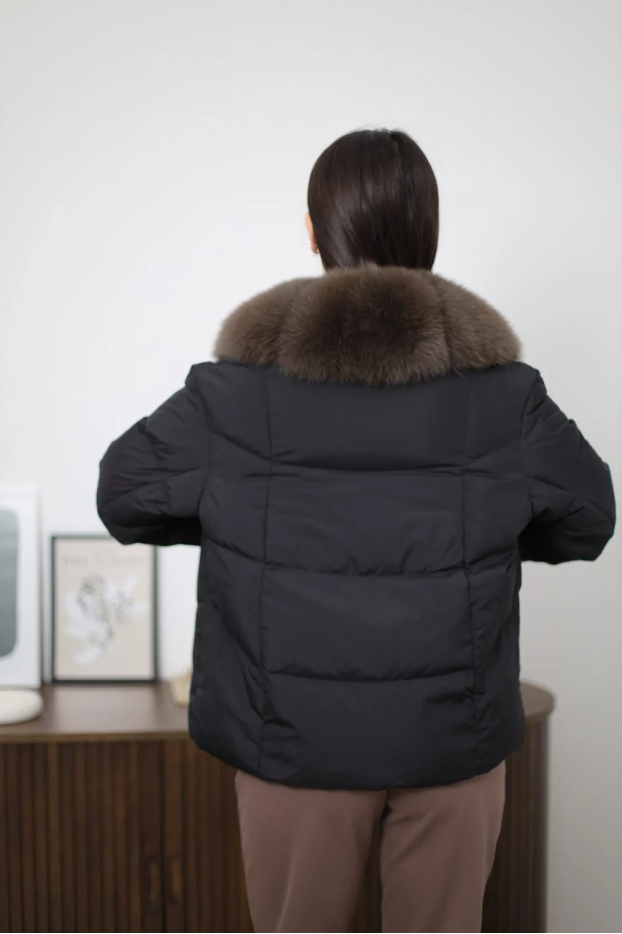 Пуховик з хутром 52-54 чорний (82366L) - фото 5