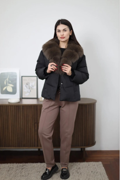 Пуховик з хутром 52-54 чорний (82366L)