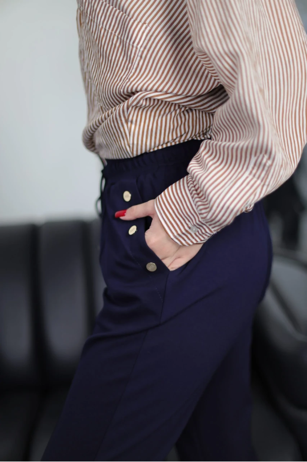 Брюки спорт-шик подовжені батальні 50 сині (1449sМ) - фото 7