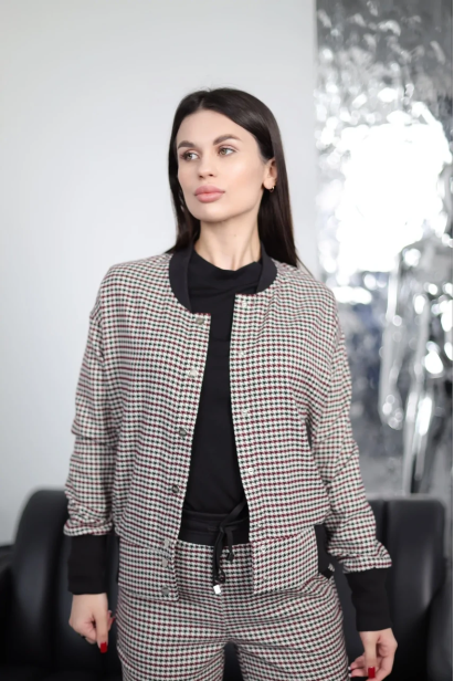 Куртка-бомбер жіноча МК 54-56 гусяча лапка (2727XL)