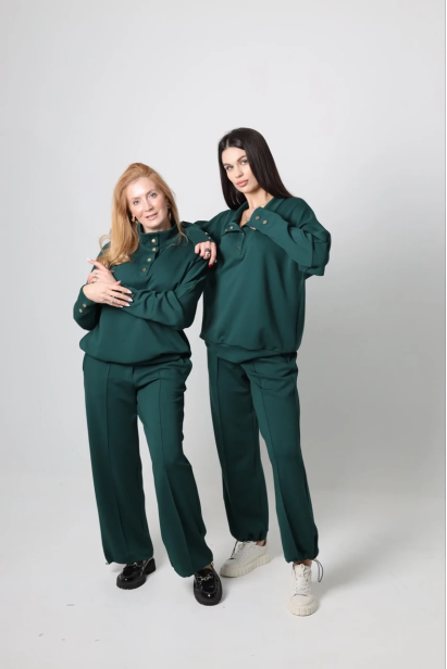 Брюки-палацо жіночі 54-56 смарагдові (2121XL)