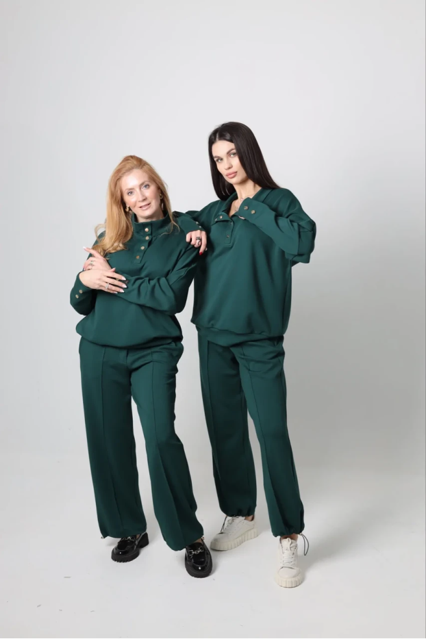 Брюки-палацо жіночі 54-56 смарагдові (2121XL) - фото 1