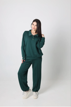 Брюки-палацо жіночі 52-54 смарагдові (2121L) - фото 9