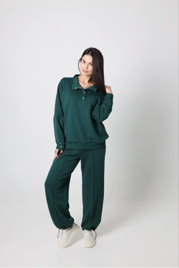 Брюки-палацо жіночі 50-52 смарагдові (2121М) - фото 8