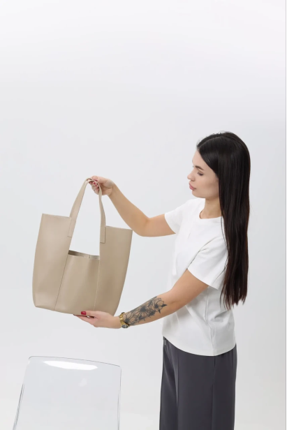 Сумка жіноча 2 в 1 МК бежева (11609)