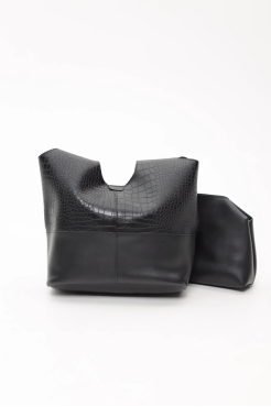 Сумка жіноча велика МК чорний кроко (13206) - фото 1