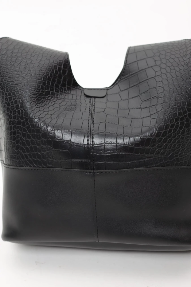 Сумка жіноча велика МК чорний кроко (13206) - фото 2