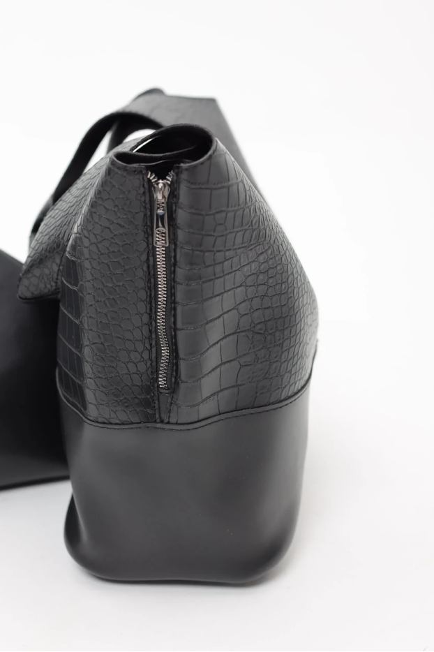 Сумка жіноча велика МК чорний кроко (13206) - фото 4