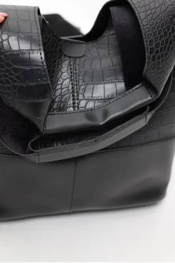 Сумка жіноча велика МК чорний кроко (13206) - фото 6