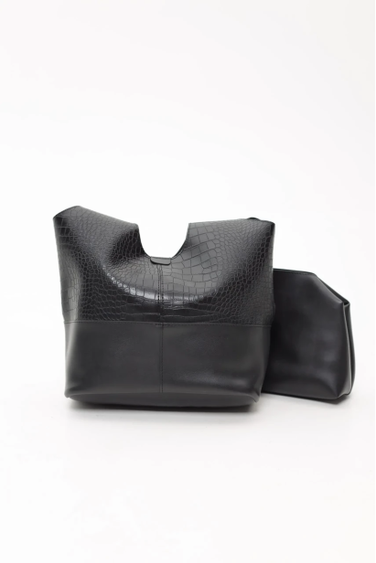 Сумка жіноча велика МК чорний кроко (13206)