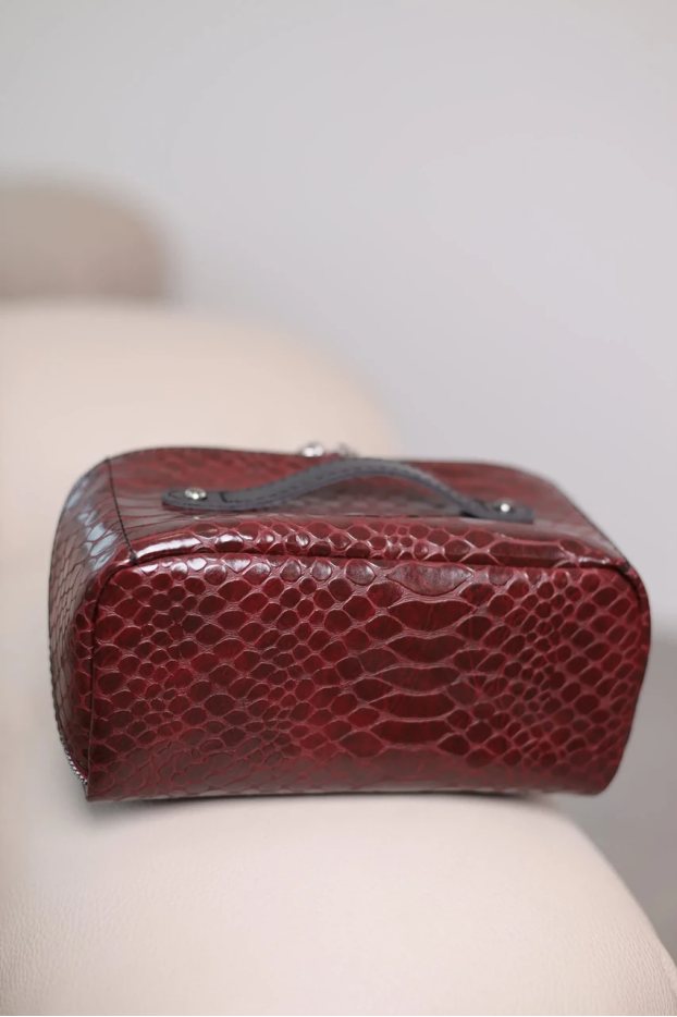 Жіноча косметичка бордова кобра 71007 - фото 2