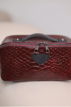 Жіноча косметичка бордова кобра 71007 - фото 5