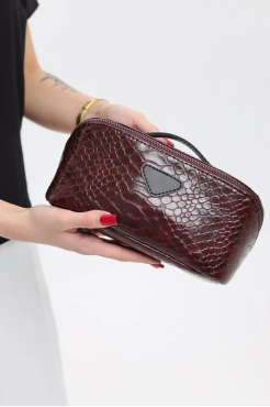 Жіноча косметичка бордова кобра 71007 - фото 10