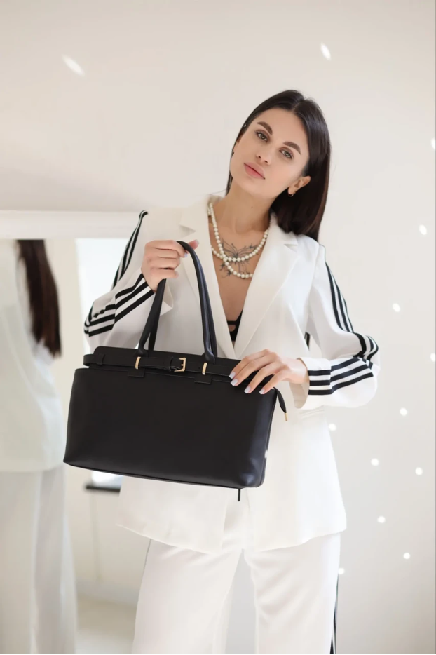 Сумка жіноча Саквояж середня чорна (0377) - фото 6