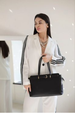 Сумка жіноча Саквояж середня чорна (0377) - фото 7