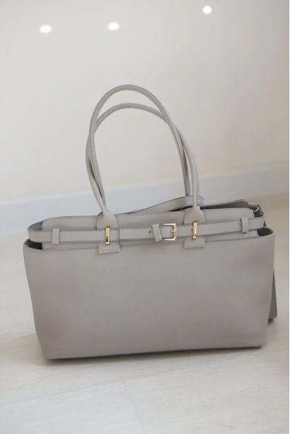 Сумка жіноча Саквояж велика сіра 0378