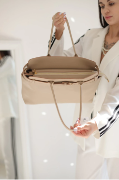 Сумка жіноча Саквояж велика бежева 0378 - фото 2