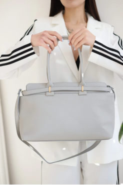 Сумка жіноча Саквояж велика сіра 0378 - фото 6