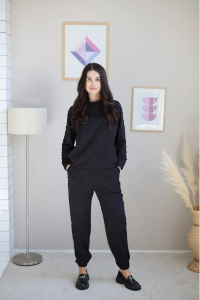 Костюм брючний з мереживом 44-48 чорний (мереживо XS)