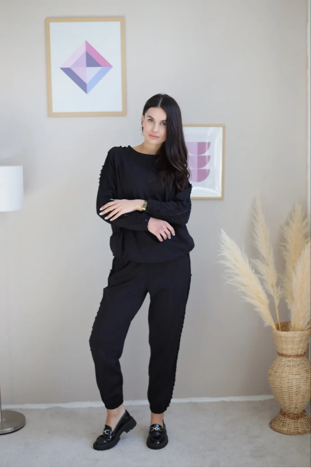 Костюм брючний з мереживом 44-48 чорний (мереживо XS) - фото 8