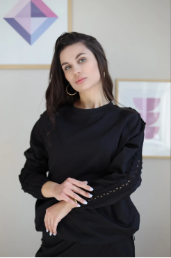 Костюм брючний з мереживом 44-48 чорний (мереживо XS) - фото 9