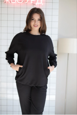 Костюм брючний з білим мереживом 44-48 чорний (мереживо wXS) - фото 4