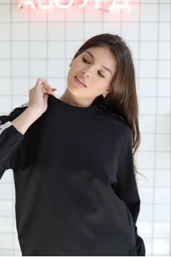 Костюм брючний з білим мереживом 44-48 чорний (мереживо wXS) - фото 5