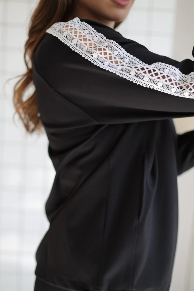 Костюм брючний з білим мереживом 44-48 чорний (мереживо wXS) - фото 8