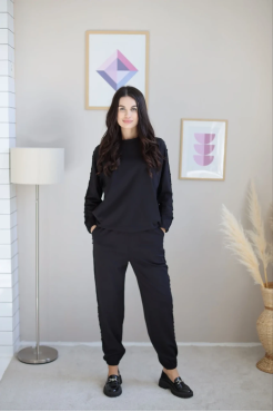 Костюм брючний з мереживом 52-54 чорний (мереживо L) - фото 1