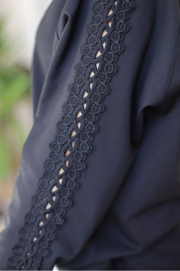 Костюм брючний з мереживом 52-54 чорний (мереживо L) - фото 3