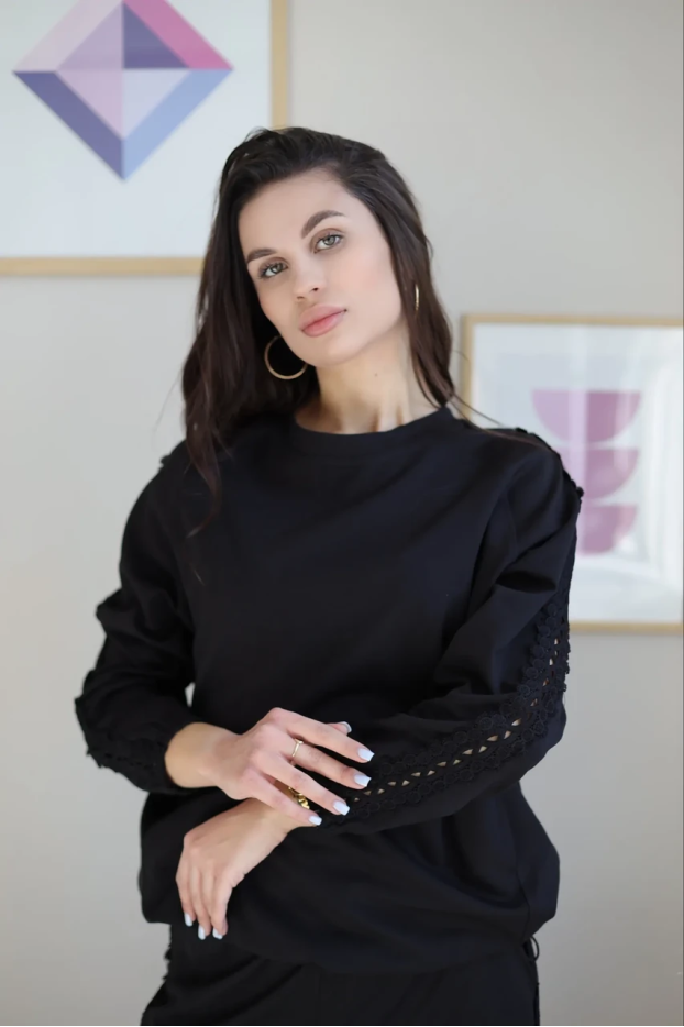 Костюм брючний з мереживом 52-54 чорний (мереживо L) - фото 9