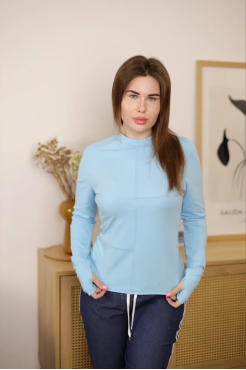 Лонгслів МК асиметрія 52-54 блакитний (1144XL) - фото 8