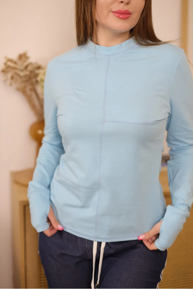 Лонгслів МК асиметрія 50-52 блакитний (1144L) - фото 2