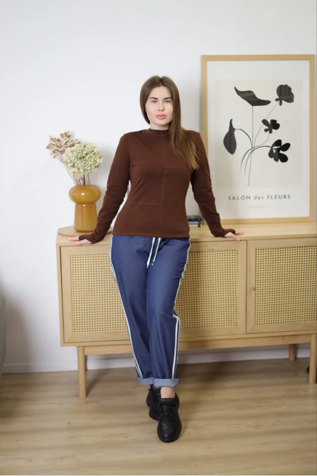 Лонгслів МК асиметрія 50-52 шоколад (1144L) - фото 8