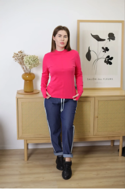 Лонгслів МК асиметрія 52-54 малина (1144XL) - фото 8