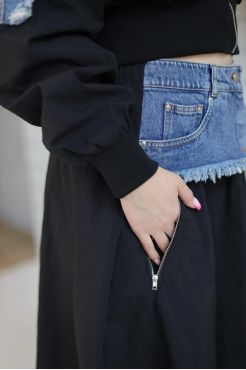 Спідниця комбінована 44-46 чорна+джинс (0148S) - фото 6