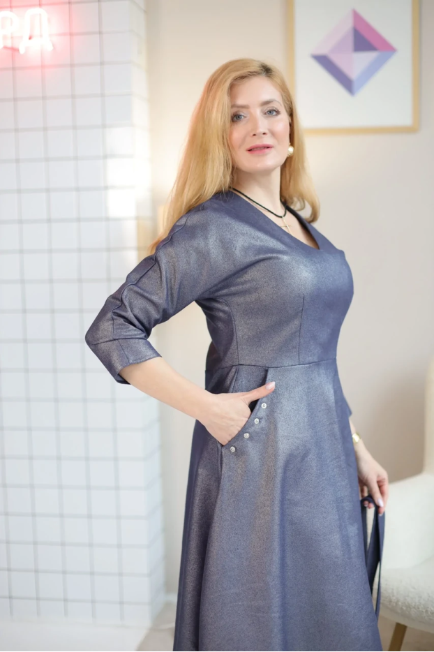 Сукня МК джинсова з паском 54 синя (4455ХL) - фото 9