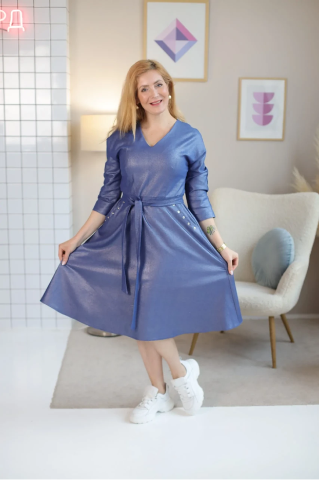 Сукня МК джинсова з паском 50 блакитна (4455М) - фото 3