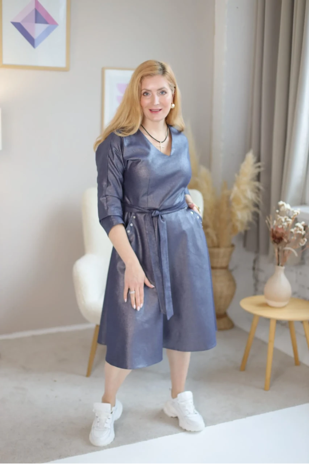 Сукня МК джинсова з паском 50 синя (4455М) - фото 2