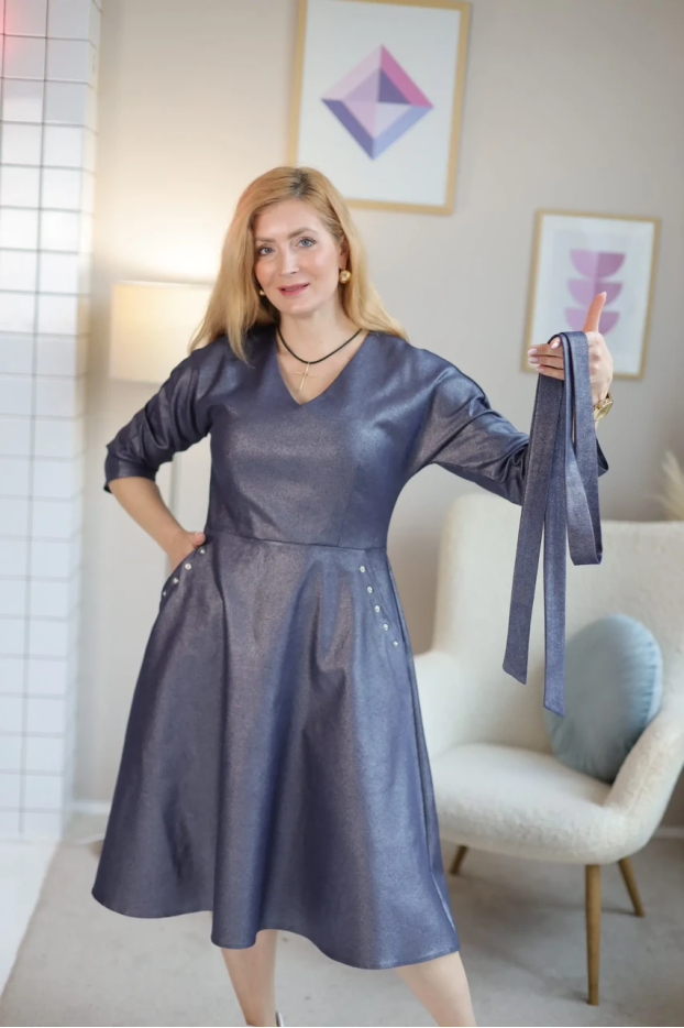 Сукня МК джинсова з паском 46-50 синя (4455S) - фото 7