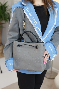 Сумка плетена сіра 111849gr - фото 1