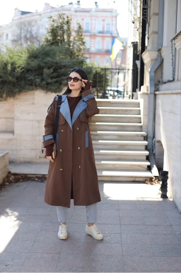 Тренч жіночий 44-50 шоколад (24437S) - фото 1