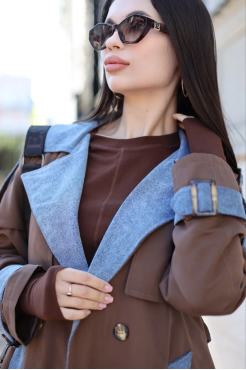 Тренч жіночий 44-50 шоколад (24437S) - фото 3