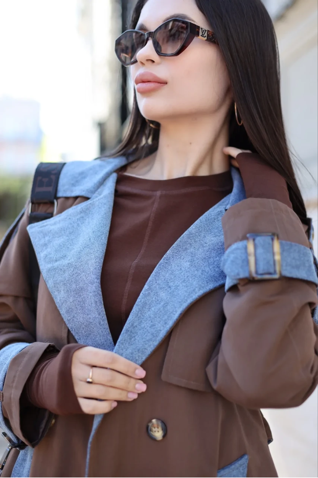 Тренч жіночий 44-50 шоколад (24437S) - фото 3