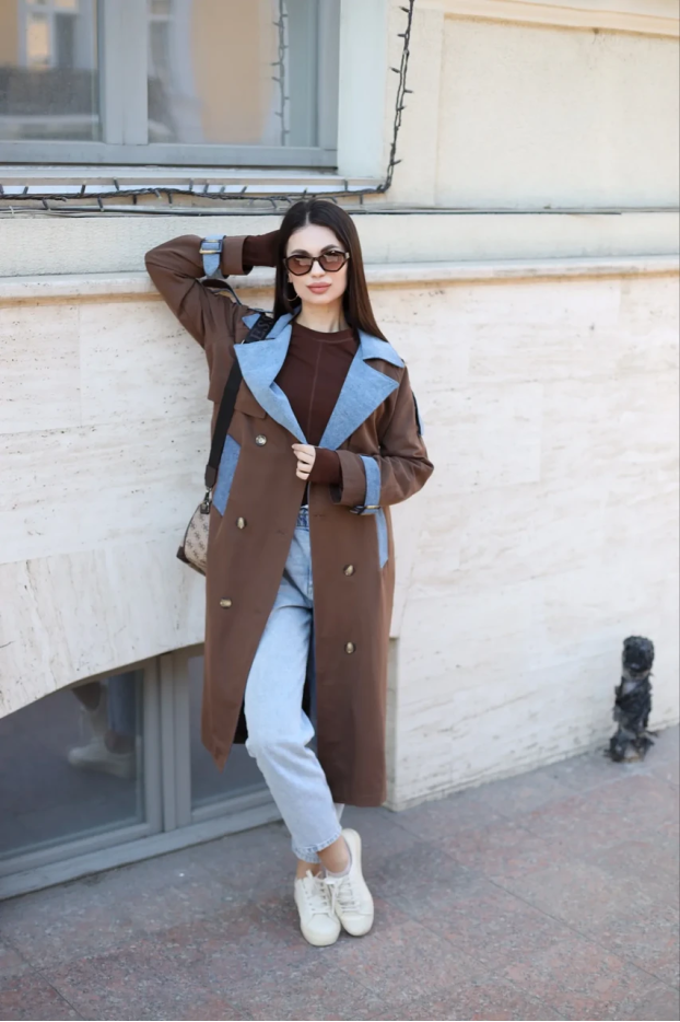 Тренч жіночий 44-50 шоколад (24437S) - фото 4