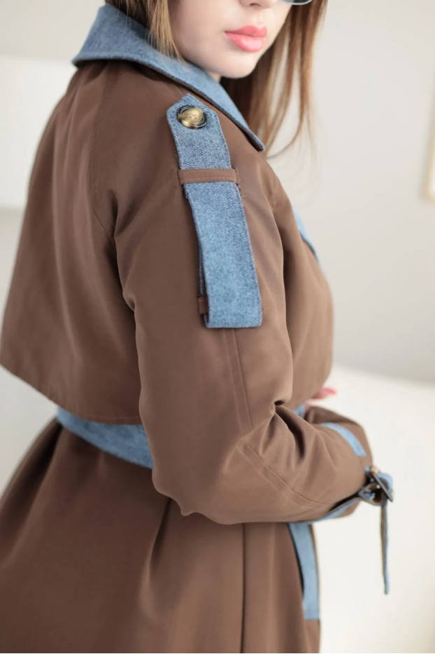 Тренч жіночий 44-50 шоколад (24437S) - фото 5