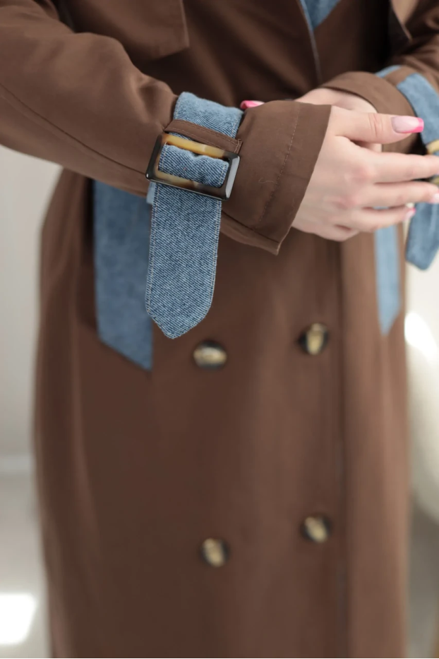 Тренч жіночий 44-50 шоколад (24437S) - фото 6