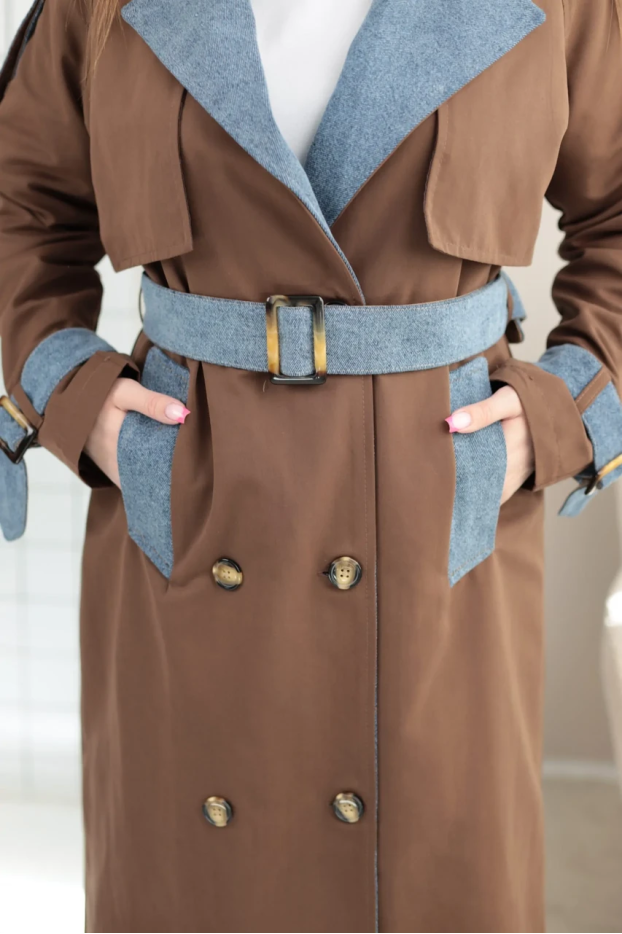 Тренч жіночий 44-50 шоколад (24437S) - фото 7