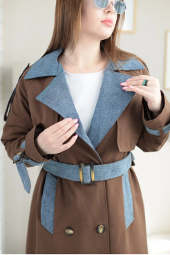 Тренч жіночий 44-50 шоколад (24437S) - фото 9