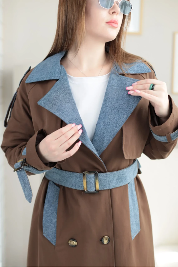 Тренч жіночий 44-50 шоколад (24437S) - фото 9